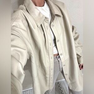 Aritzia Wilfred Faux Leather Button Down Shacket